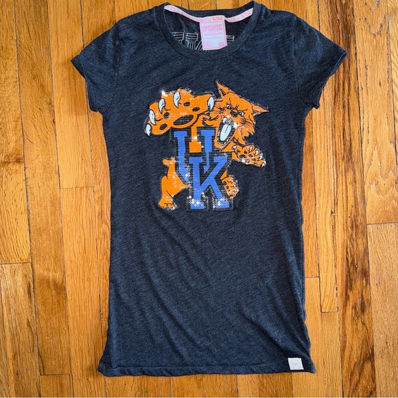 PINK By Victorias Secret University of Kentucky Wildcats Y2K Sequin T Shirt XS - Picture 1 of 5